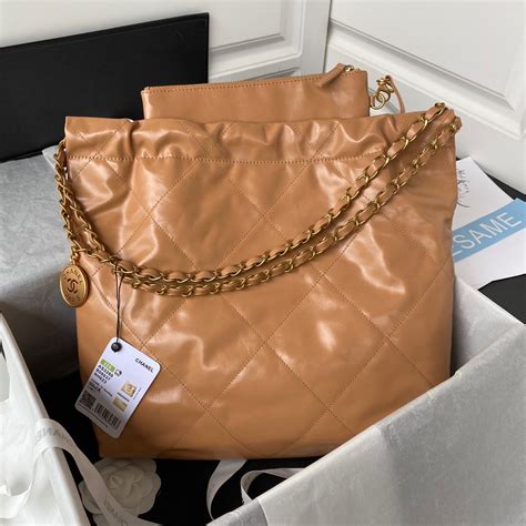 Chanel 22 Handbag Gold Hardware Shiny Camel For Women, .